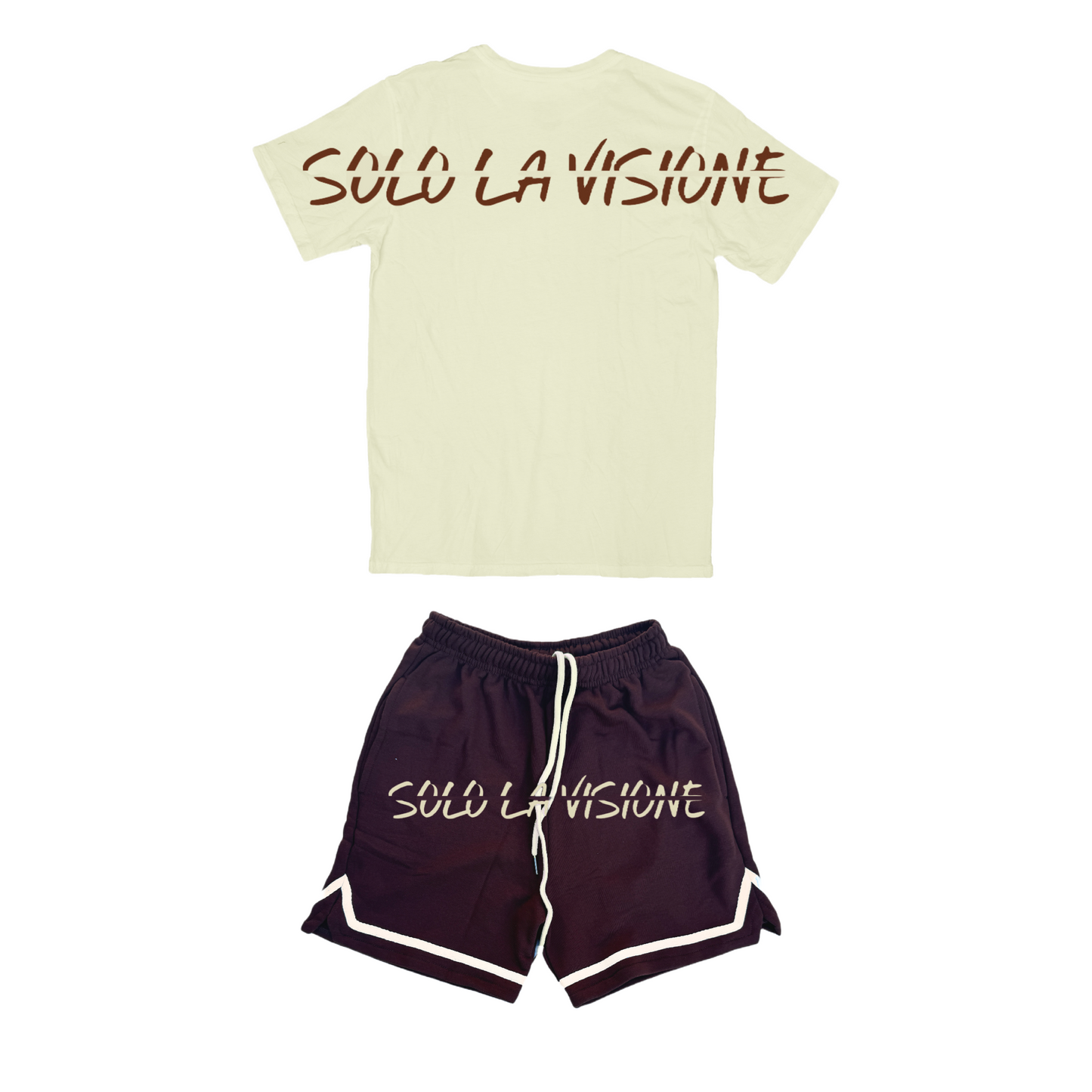 SLV Beige & Brown Short Set